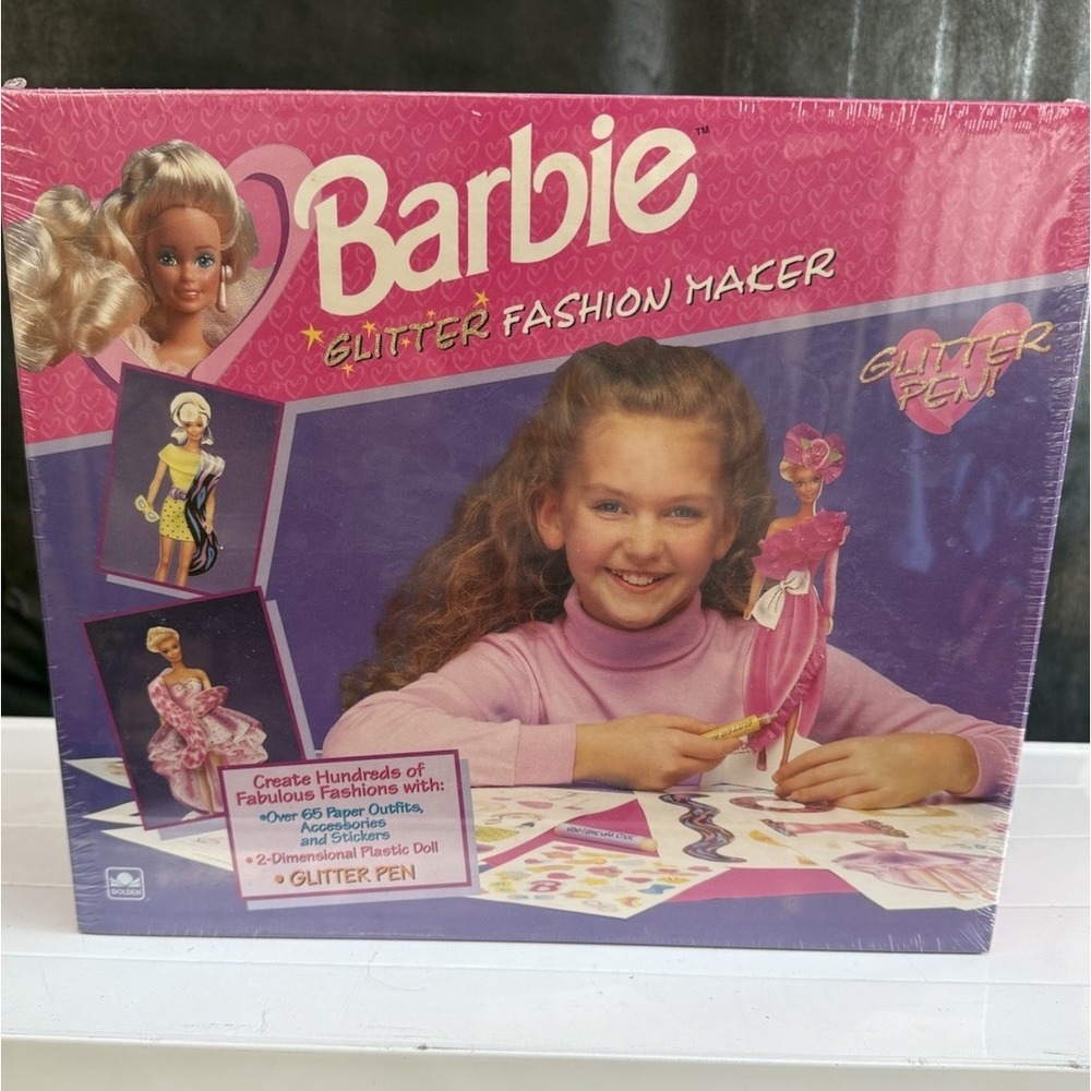 Vintage 1992 Barbie Glitter Fashion Maker Paper Doll Kit Factory Sealed Mattel